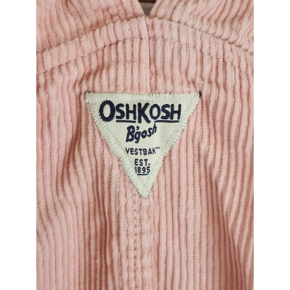 OshKosh B'gosh Pink Corduroy Overall Dress 18M Baby Girl Button Front Cotton